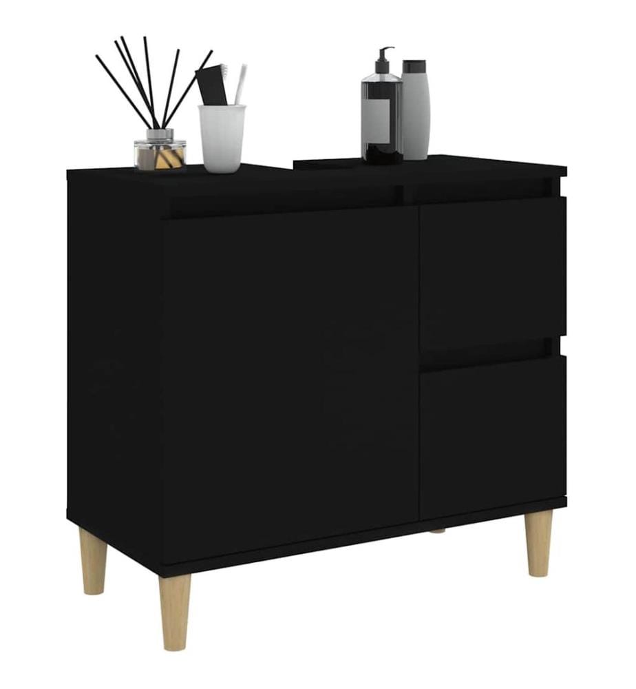 Badschrank Schwarz 65x33x60 cm Holzwerkstoff