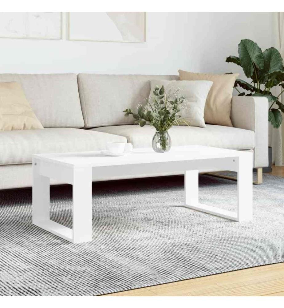 Table basse blanc 102x50x35 cm bois d'ingénierie