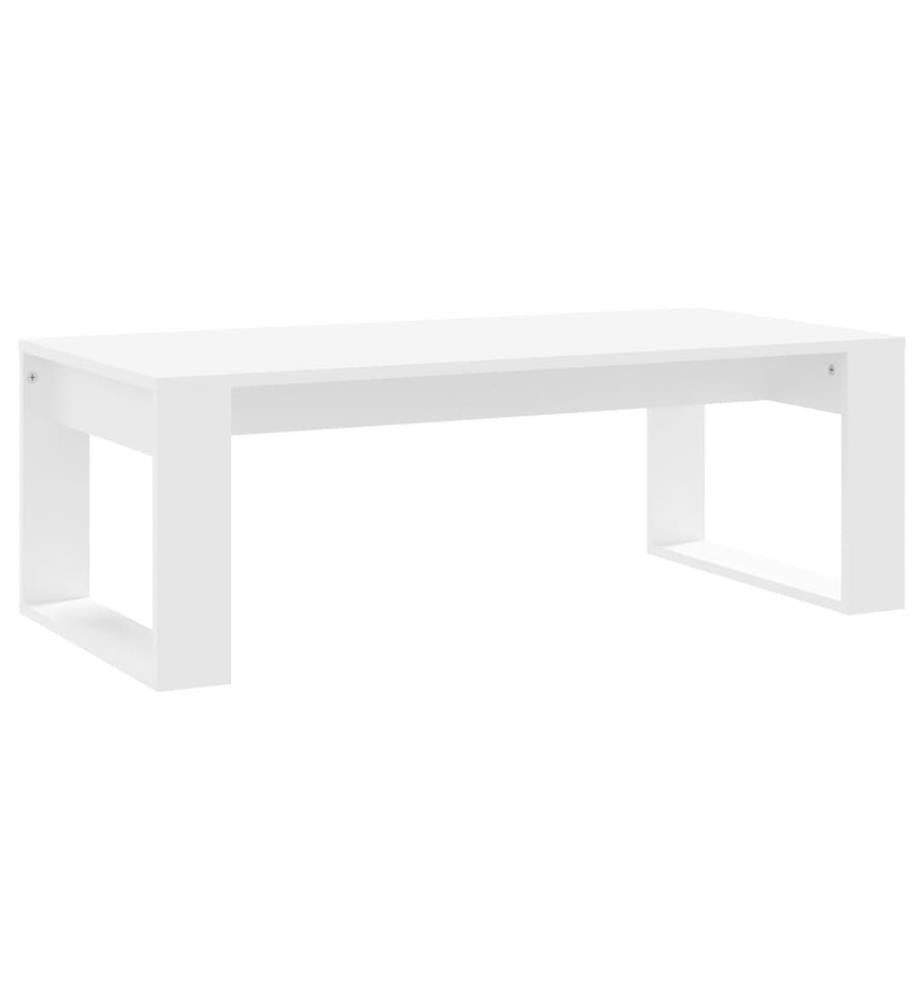 Table basse blanc 102x50x35 cm bois d'ingénierie