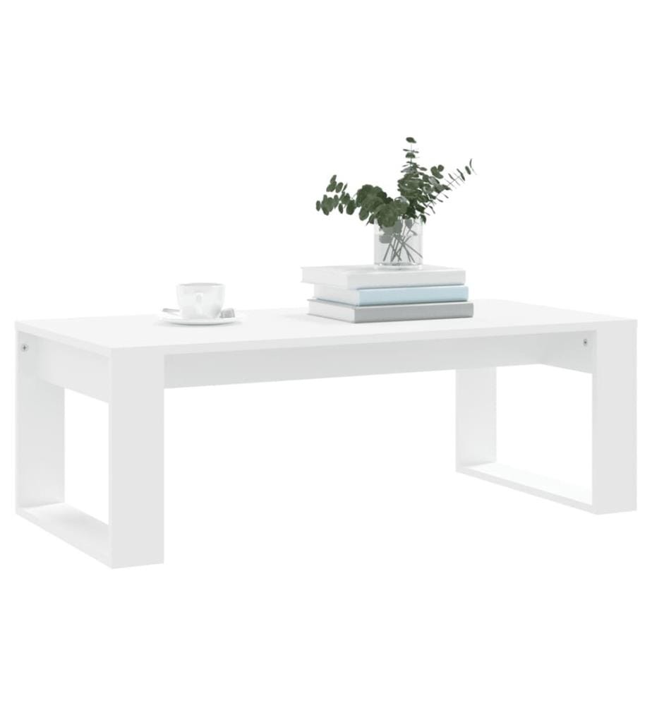 Table basse blanc 102x50x35 cm bois d'ingénierie