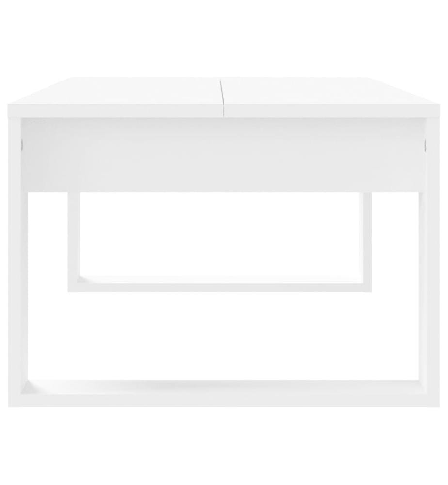 Table basse blanc 102x50x35 cm bois d'ingénierie