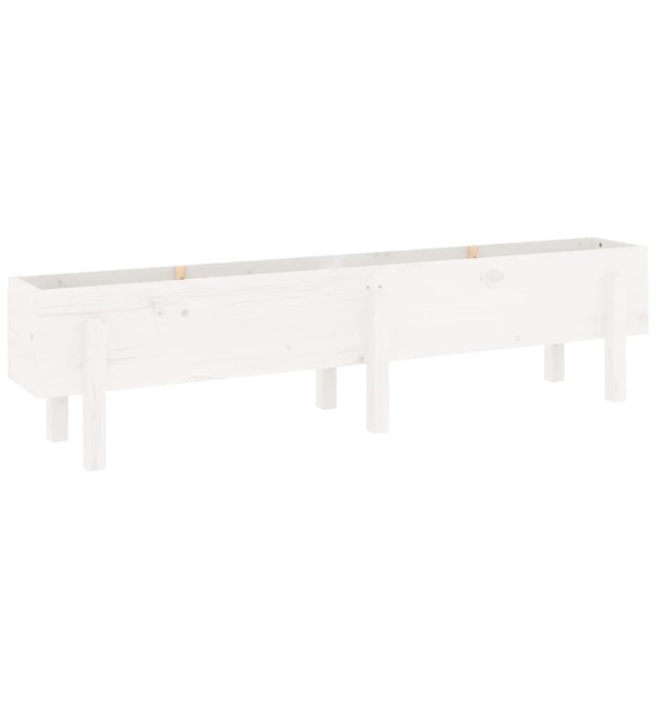 Lit surélevé de jardin blanc 160x30x38 cm bois de pin massif
