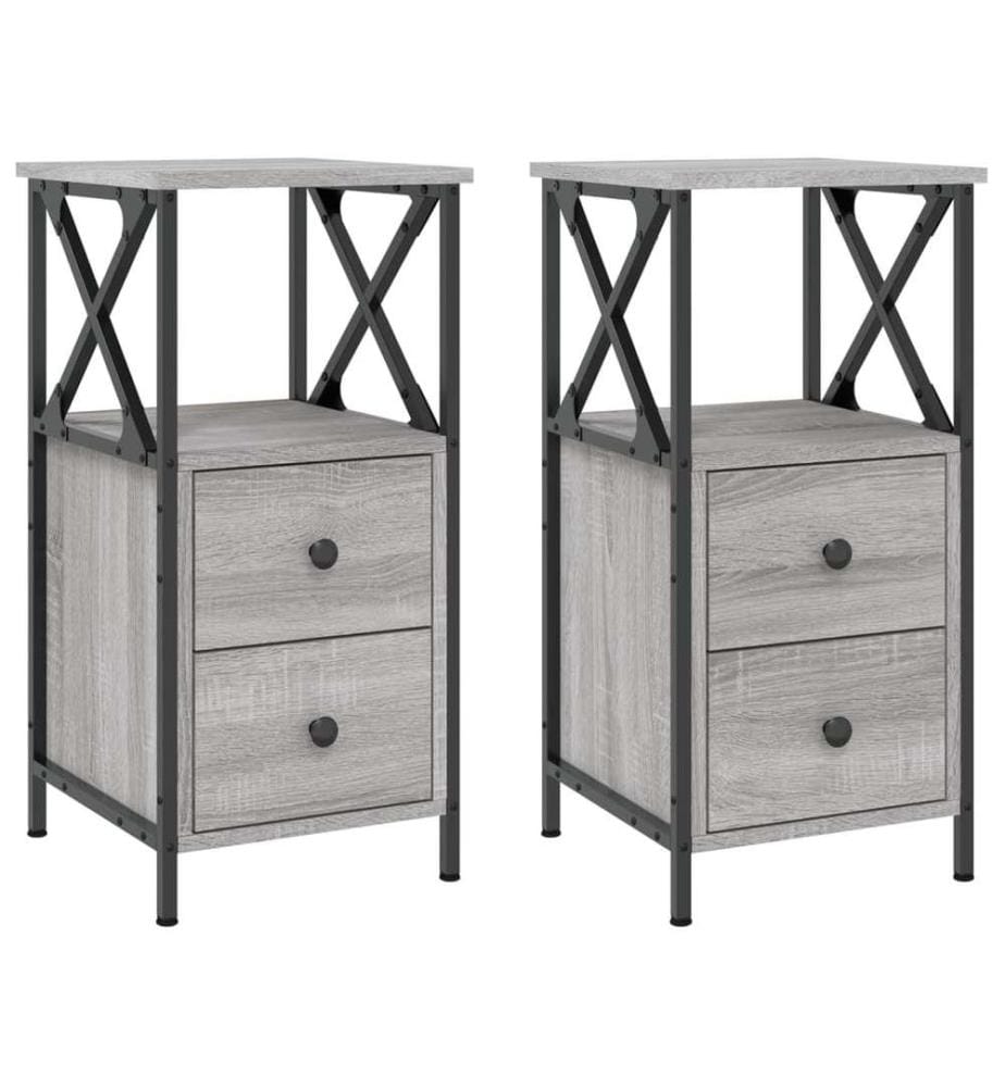 Nachttische 2 Stk. Grau Sonoma 34x35,5x70 cm Holzwerkstoff