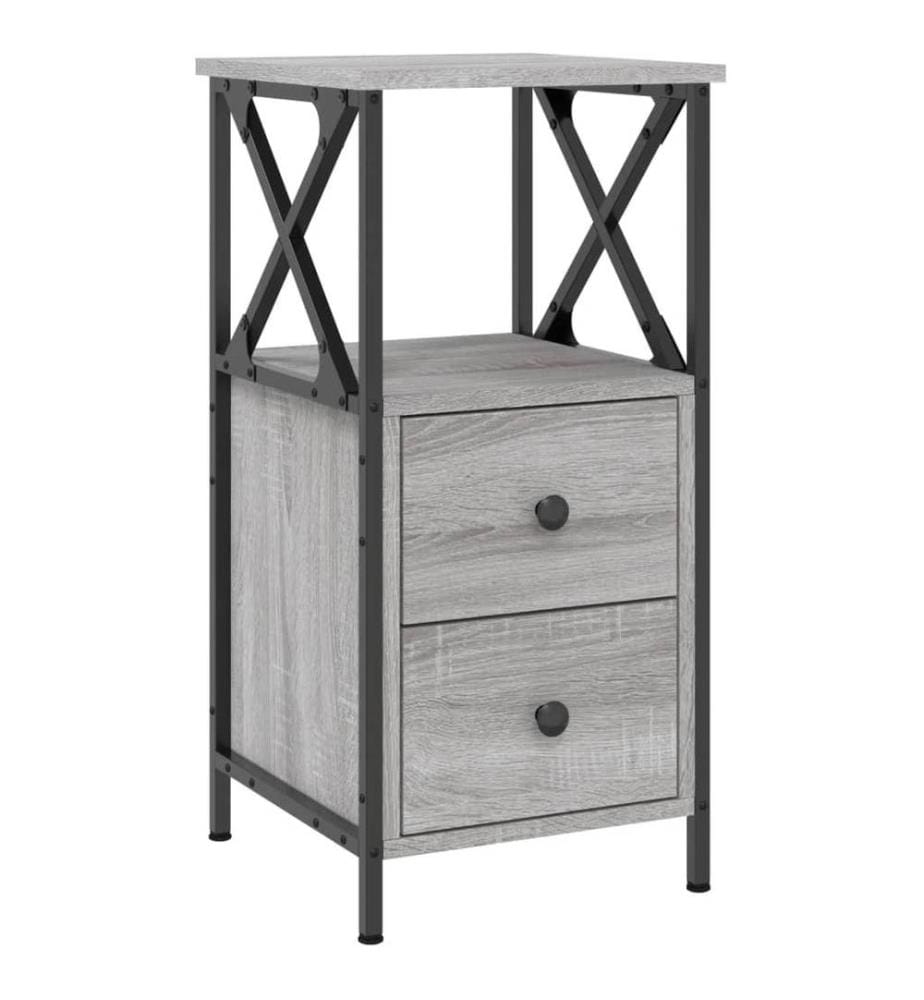 Nachttische 2 Stk. Grau Sonoma 34x35,5x70 cm Holzwerkstoff