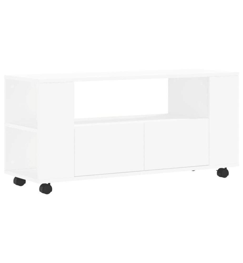 Meuble TV blanc 102x34,5x43 cm bois d'ingénierie