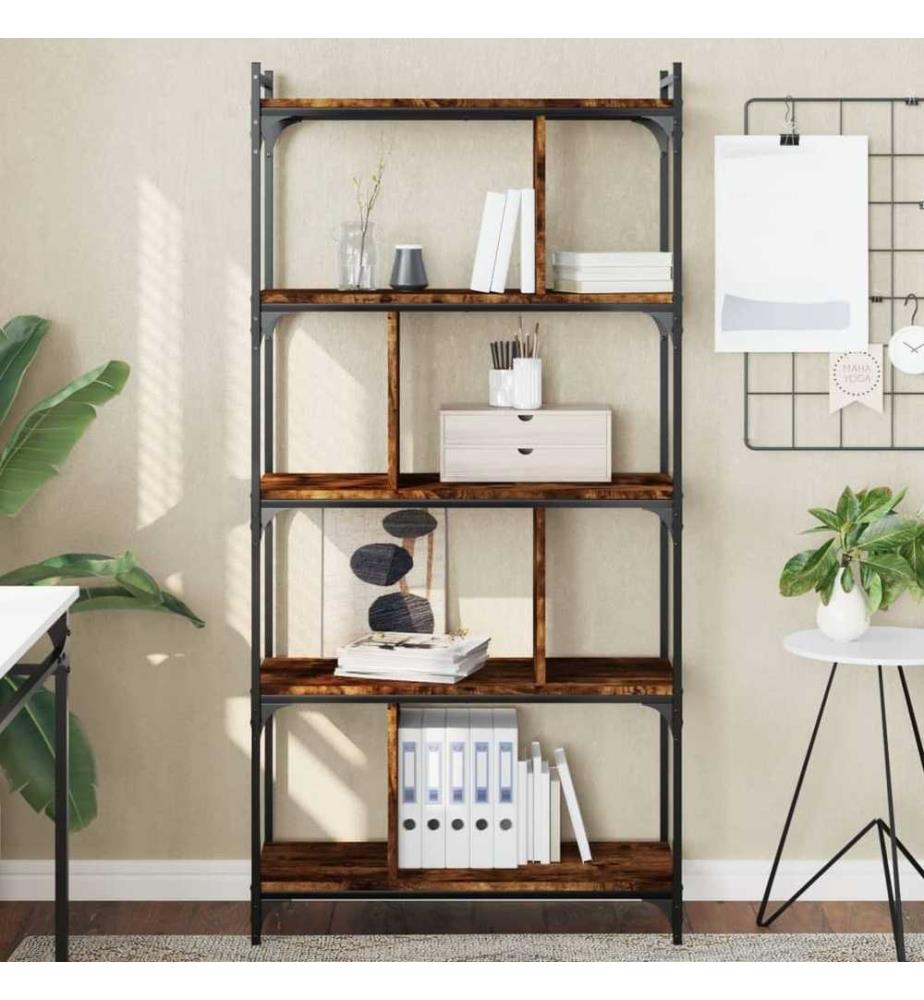 Bücherregal 5 Böden Räuchereiche 76x32x158 cm Holzwerkstoff