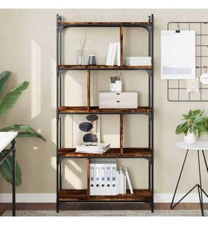 Bücherregal 5 Böden Räuchereiche 76x32x158 cm Holzwerkstoff
