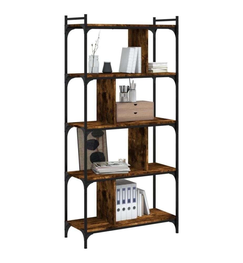 Bücherregal 5 Böden Räuchereiche 76x32x158 cm Holzwerkstoff
