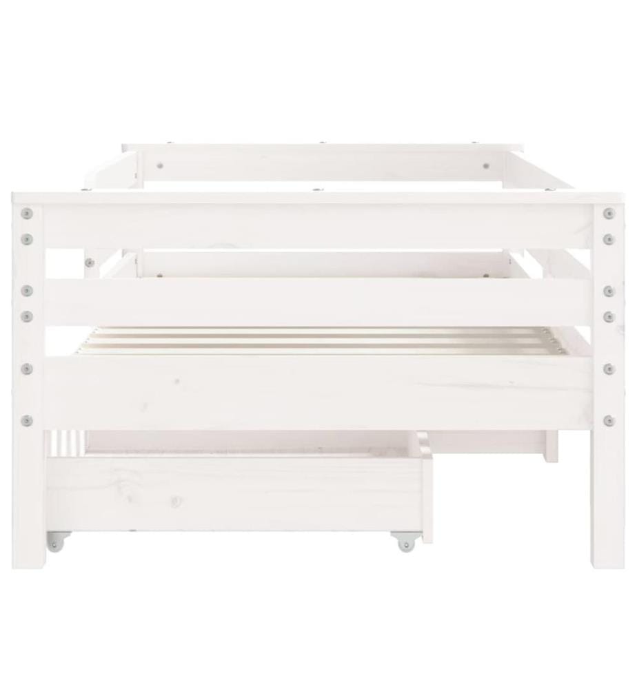 Cadre de lit enfant tiroirs blanc 70x140 cm bois de pin massif