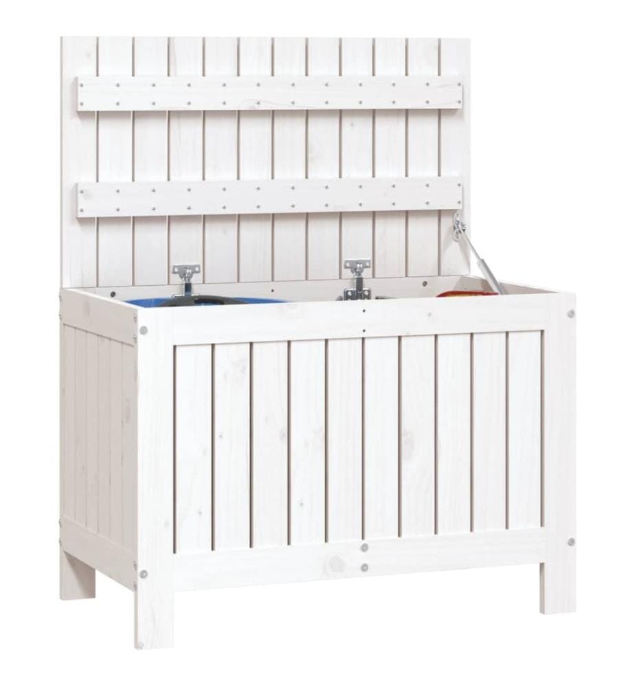 Gartentruhe Weiss 76x42,5x54 cm Massivholz Kiefer