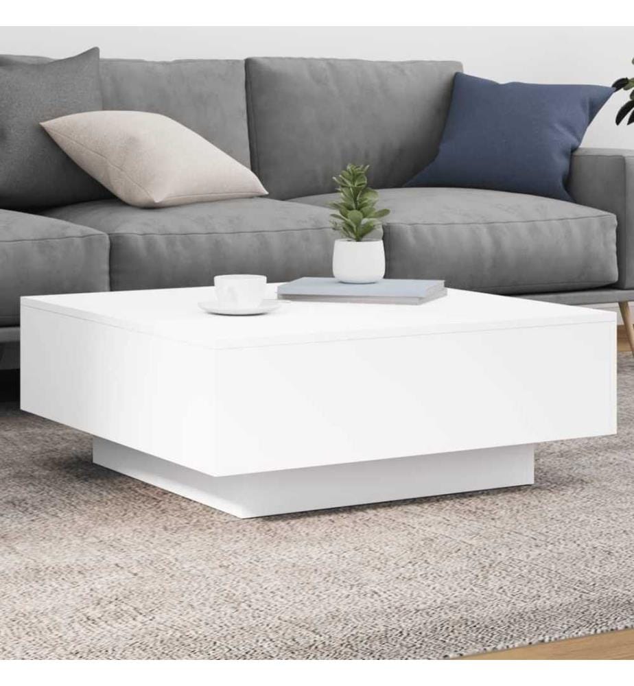 Table basse blanc 80x80x31 cm bois d'ingénierie