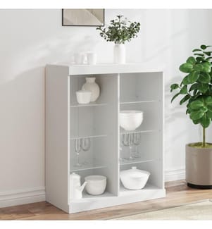 Sideboard mit LED-Leuchten Weiss 81x37x100 cm