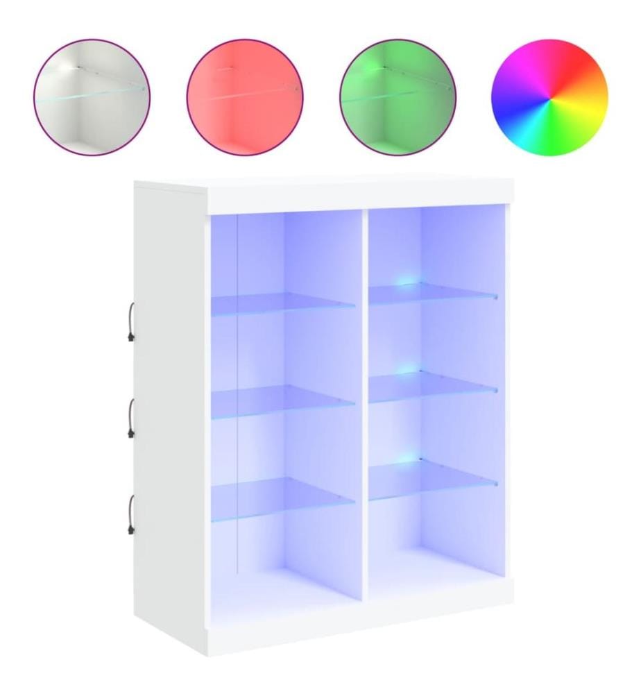 Sideboard mit LED-Leuchten Weiss 81x37x100 cm