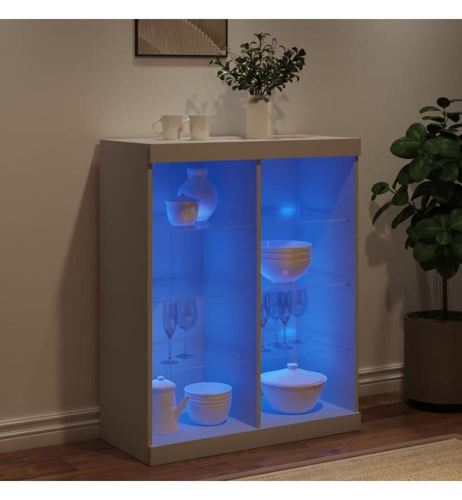 Sideboard mit LED-Leuchten Weiss 81x37x100 cm