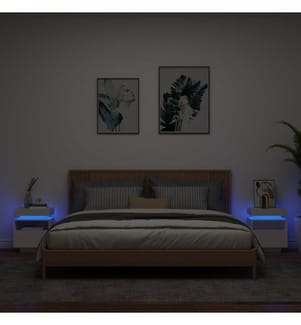 Nachttische mit LED-Leuchten 2 Stk. Weiss 40x39x48,5 cm