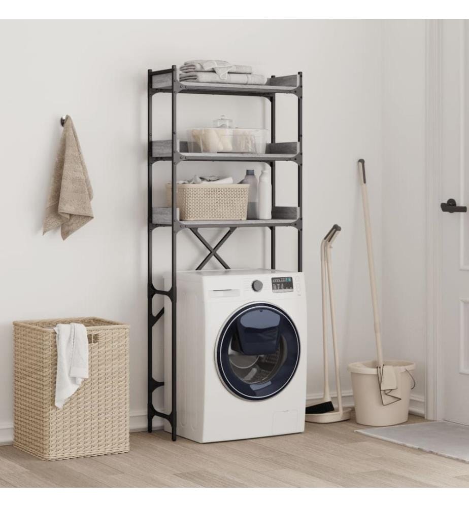 Waschmaschinenregal Grau Sonoma 67x25x163 cm Holzwerkstoff