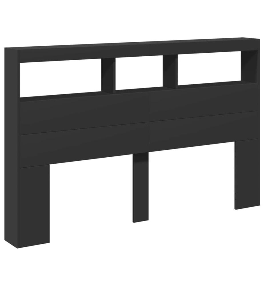 LED-Kopfteil mit Ablagen Schwarz 160x17x102 cm