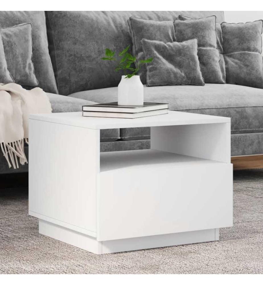Couchtisch mit LED-Leuchten Weiss 50x49x40 cm
