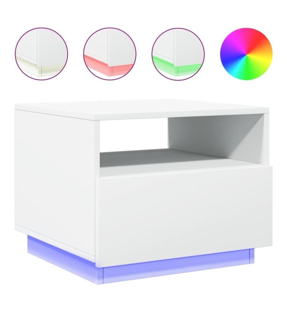 Couchtisch mit LED-Leuchten Weiss 50x49x40 cm