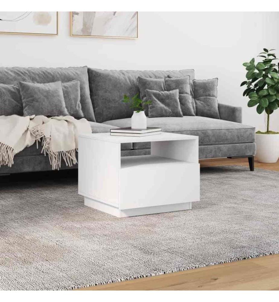 Couchtisch mit LED-Leuchten Weiss 50x49x40 cm