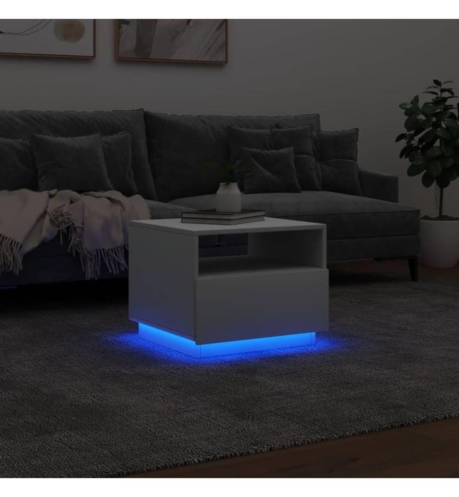 Couchtisch mit LED-Leuchten Weiss 50x49x40 cm