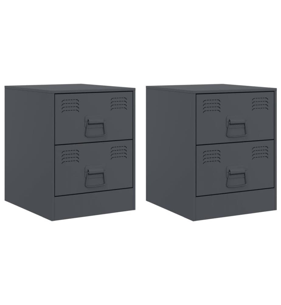Tables de chevet 2 pcs anthracite 34,5x39x44 cm acier