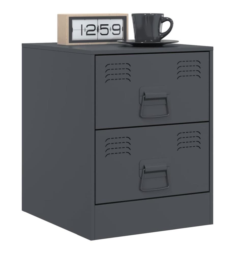 Tables de chevet 2 pcs anthracite 34,5x39x44 cm acier