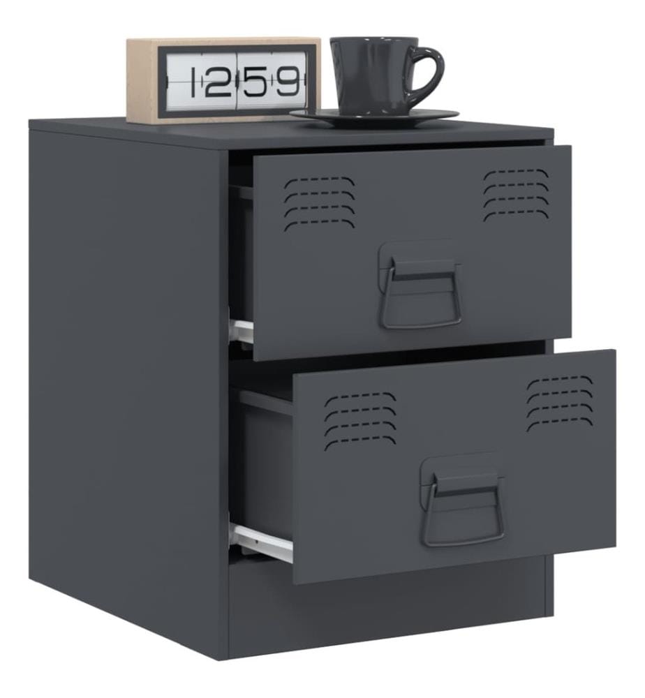 Tables de chevet 2 pcs anthracite 34,5x39x44 cm acier