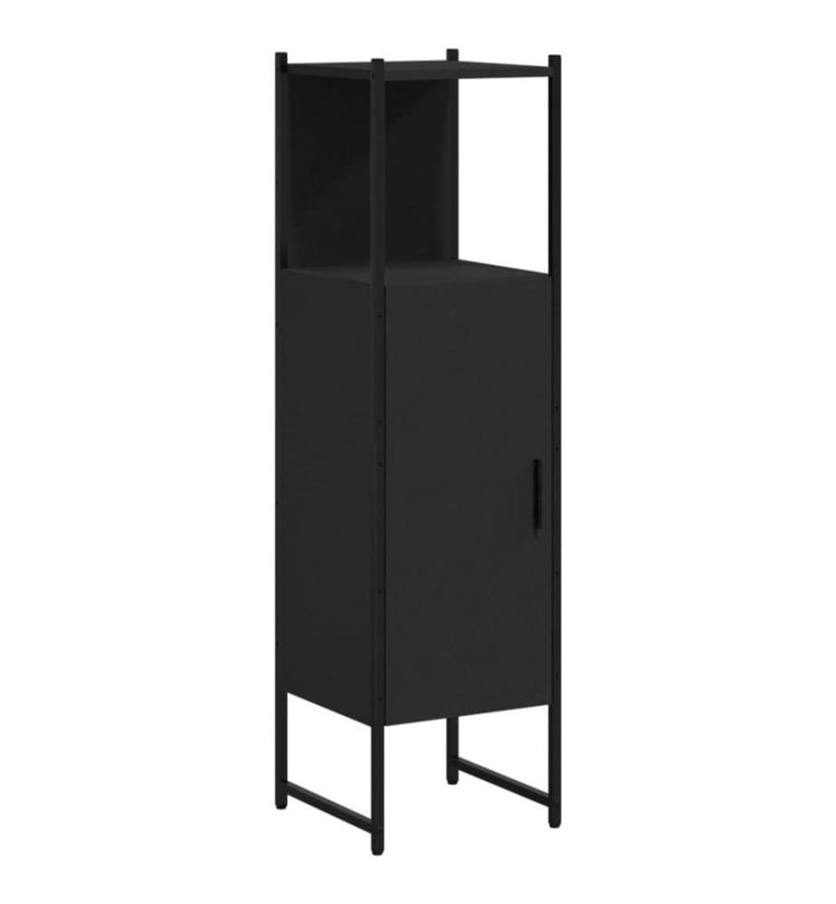 Badschrank Schwarz 33x33x120,5 cm Holzwerkstoff
