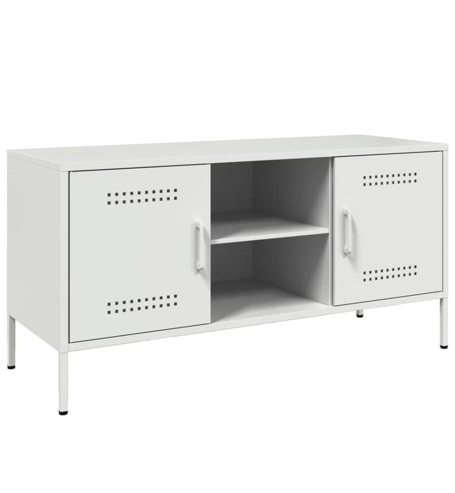 Meuble TV blanc 100,5x39x50,5 cm acier