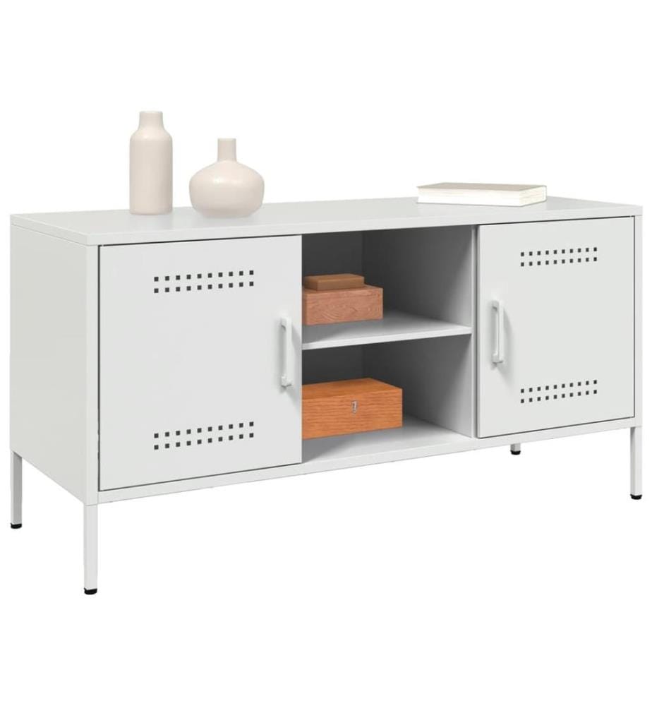 Meuble TV blanc 100,5x39x50,5 cm acier