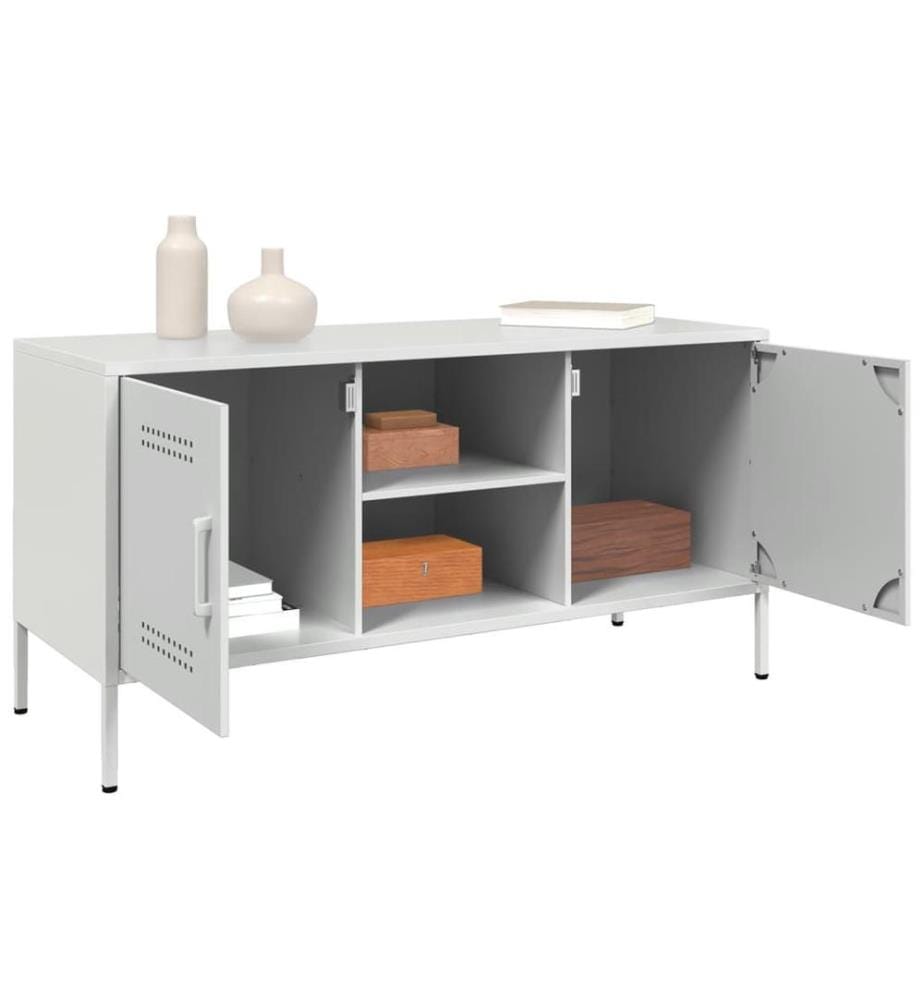 Meuble TV blanc 100,5x39x50,5 cm acier