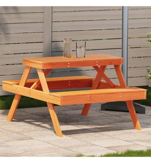 Table de pique-nique cire marron 105x134x75 cm bois massif pin