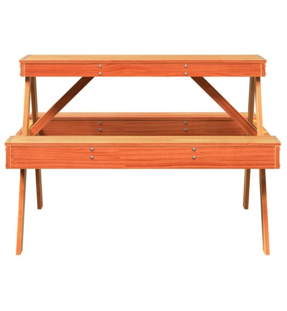 Table de pique-nique cire marron 105x134x75 cm bois massif pin