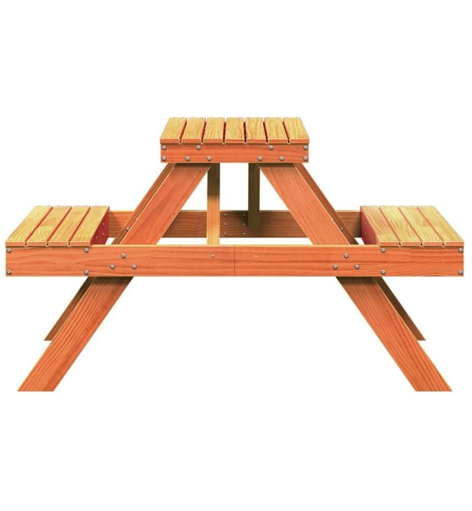 Table de pique-nique cire marron 105x134x75 cm bois massif pin