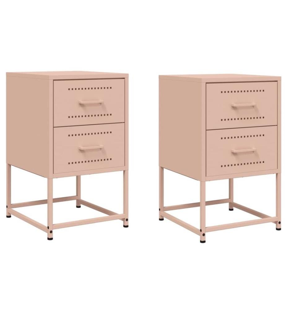 Nachttische 2 Stk. Rosa 36x39x60,5 cm Stahl