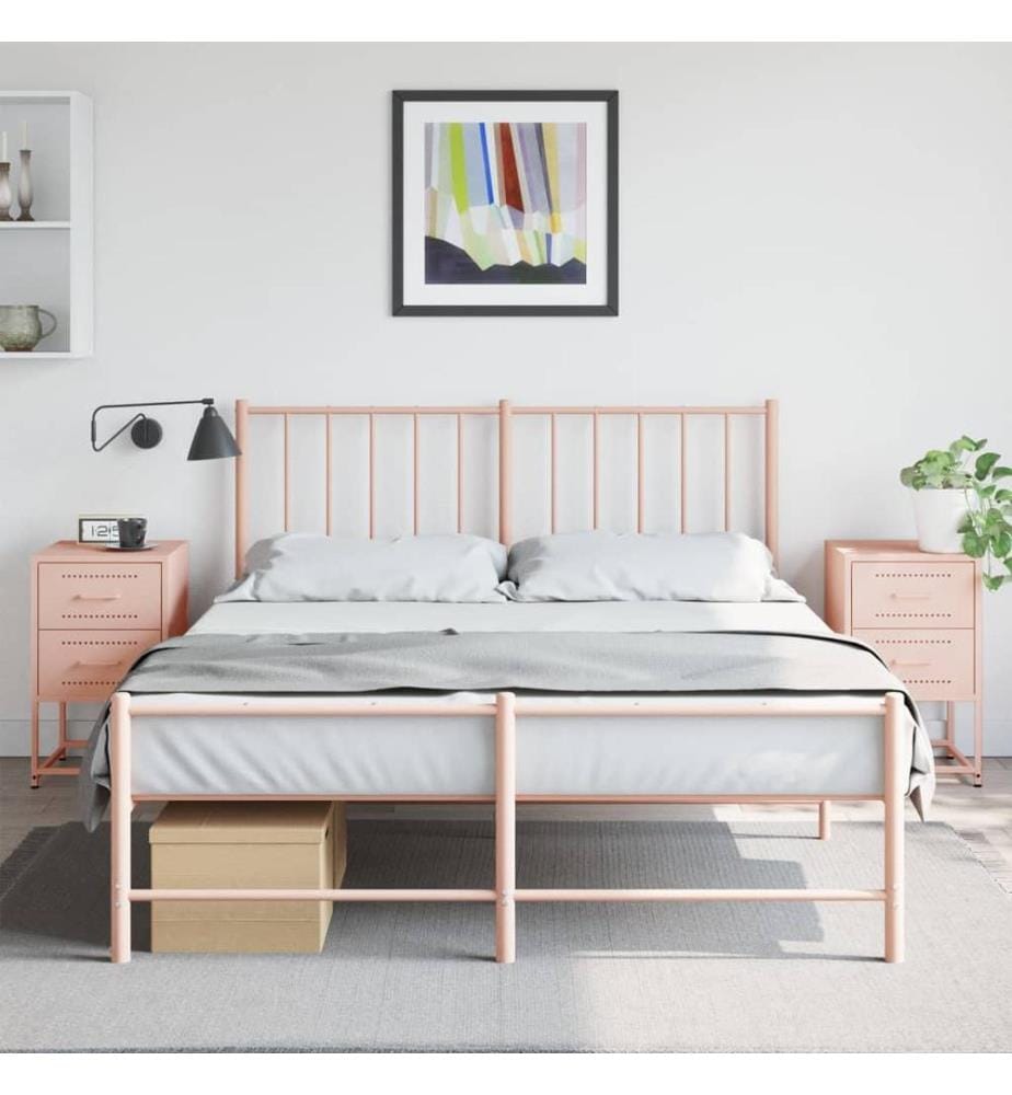 Nachttische 2 Stk. Rosa 36x39x60,5 cm Stahl