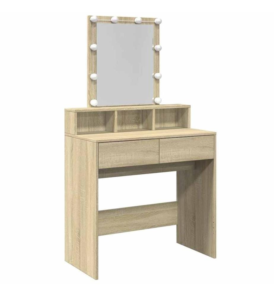 Schminktisch mit LED-Beleuchtung Sonoma-Eiche 80x41x144,5 cm