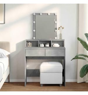 Schminktisch mit LED-Beleuchtung Betongrau 80x41x144,5 cm