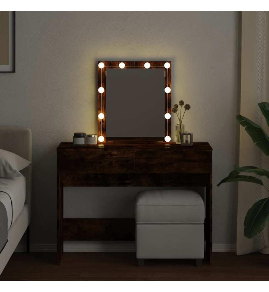 Schminktisch mit LED-Beleuchtung Räuchereiche 100x40x130 cm