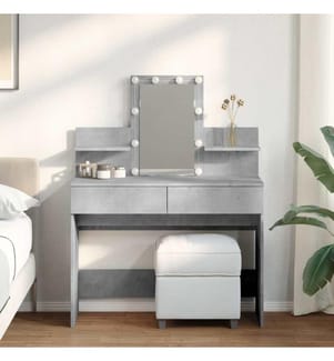 Schminktisch mit LED-Beleuchtung Betongrau 100x40x130 cm