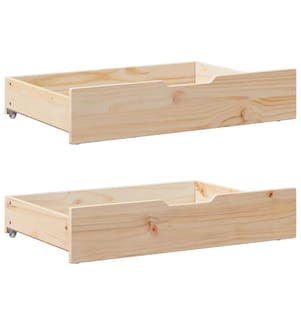 Bettschubladen mit Rollen 2 Stk. 80x55x17 cm Massivholz Kiefer