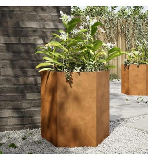 Jardinières 2 pcs hexagone 46x40x45 cm acier patinable