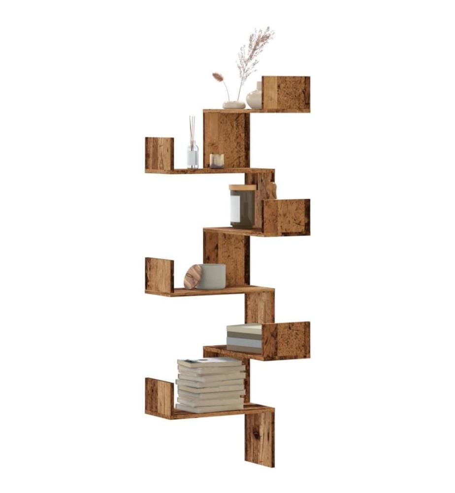 Wand-Eckregal Altholz-Optik 45x45x147 cm Holzwerkstoff