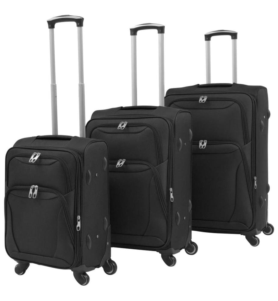 3-tlg. Weichgepäck Trolley-Set Schwarz