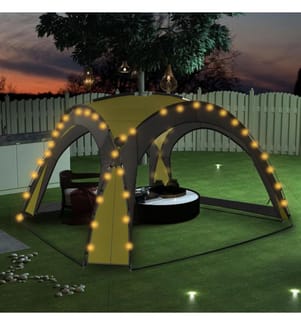 Tente de réception avec LED et 4 parois 3,6x3,6x2,3 m Vert