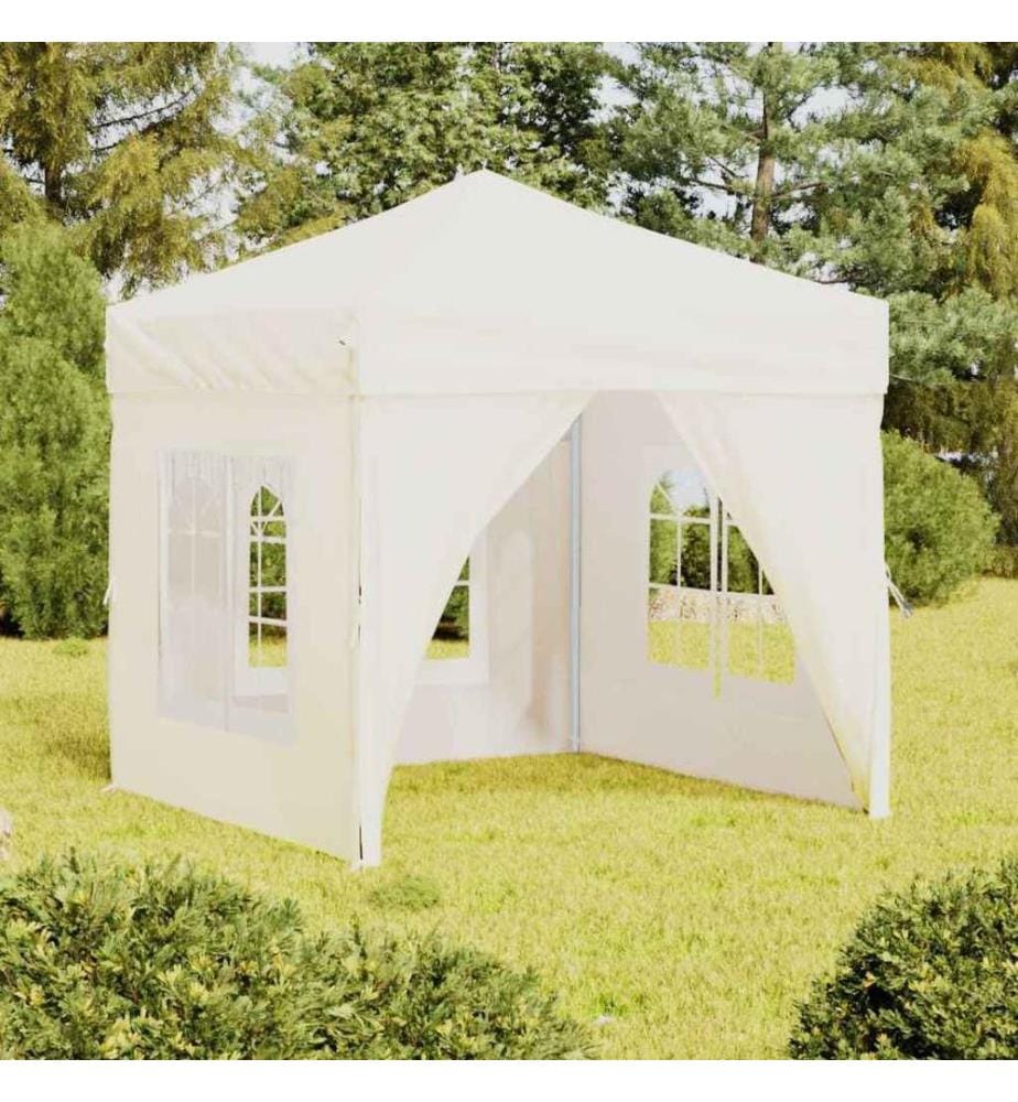Tente de réception pliable avec parois Crème 2x2 m