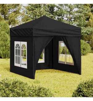Tente de réception pliable avec parois Noir 2x2 m