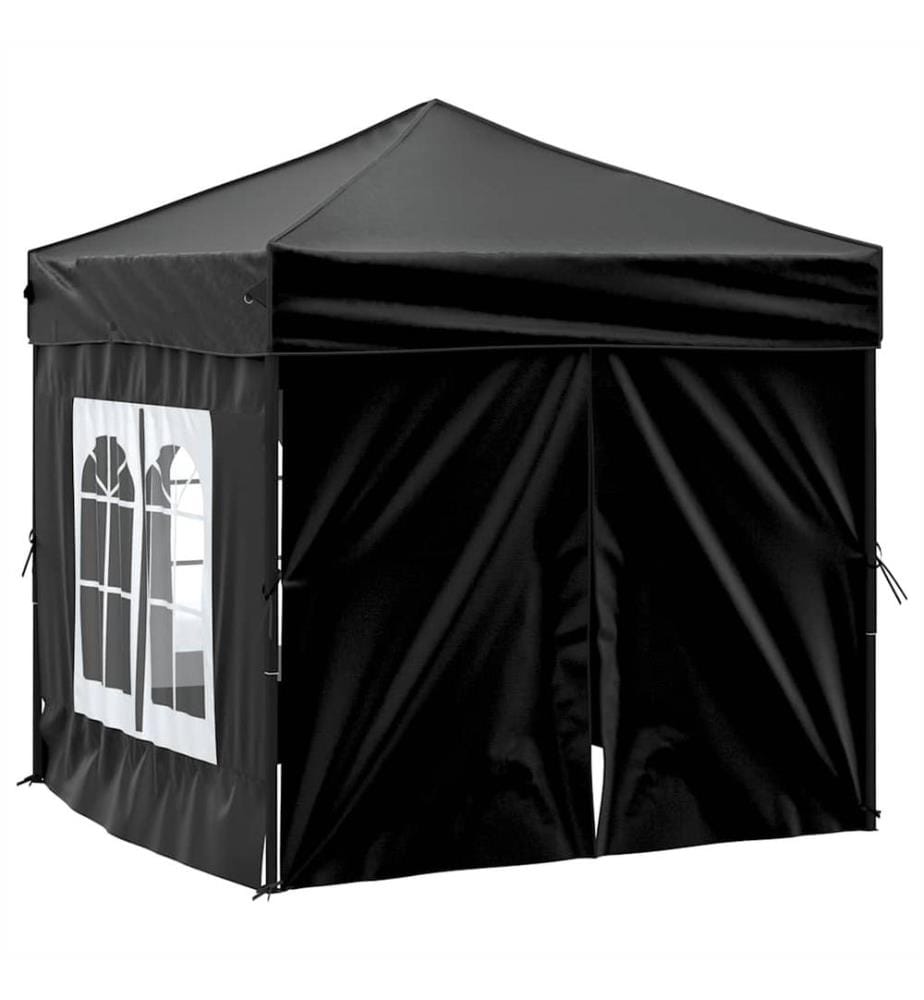 Tente de réception pliable avec parois Noir 2x2 m