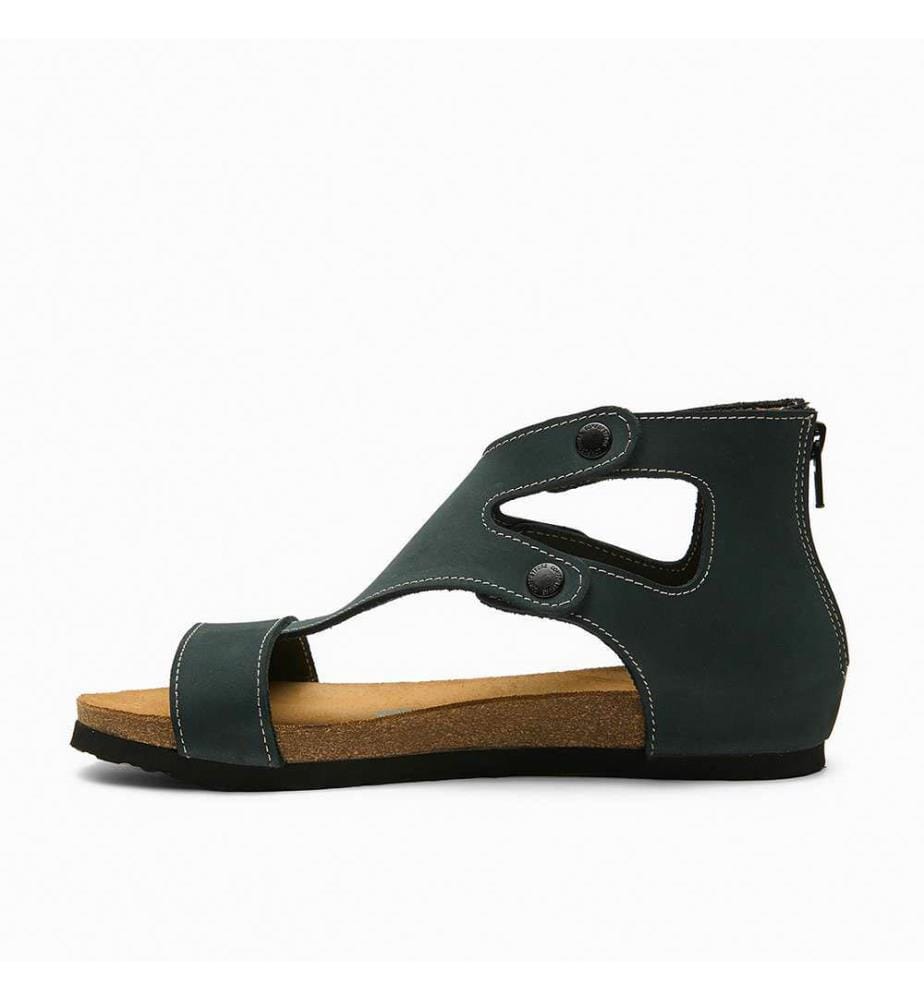 Flache Lederschuhe mit Korkfussbett - Navy-Nubuk